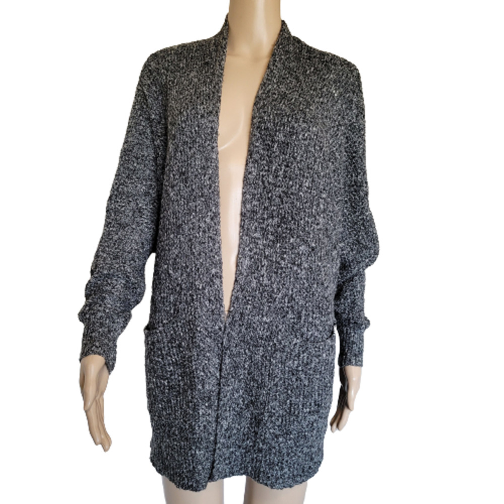 American Eagle Women Black White Long Sleeve Open Front Cardigan Sweater Size XS